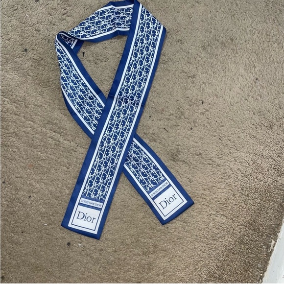 Dior Men's Navy and White Patterned Scarf unisex - Picture 1 of 4